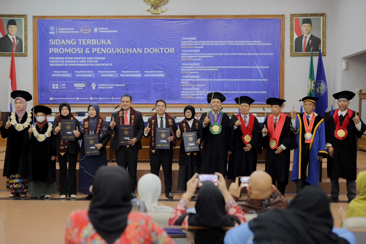 Doktor Hukum Pertama Unimugo Dikukuhkan UMS, Teliti Penegakan Hukum Penyalahgunaan Obat Ilegal untuk Aborsi
